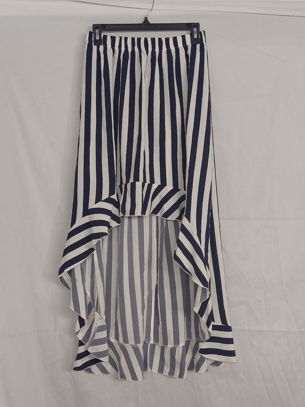 SHEIN Navy and White Striped High-Low Skirt